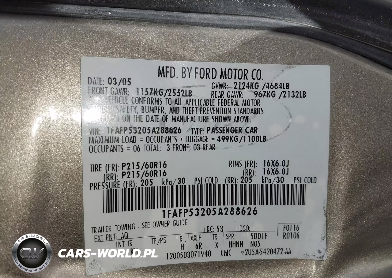 2005 Ford Taurus Se VIN:1FAFP53205A288626 - 9