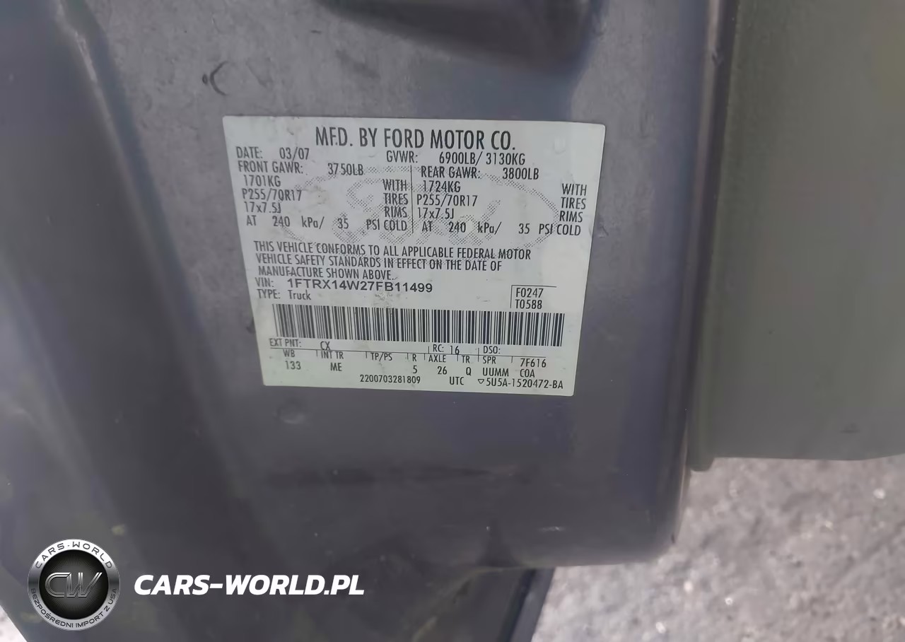 2007 Ford F-150 Fx4-Stx-Xl-Xlt VIN:1FTRX14W27FB11499 - 9