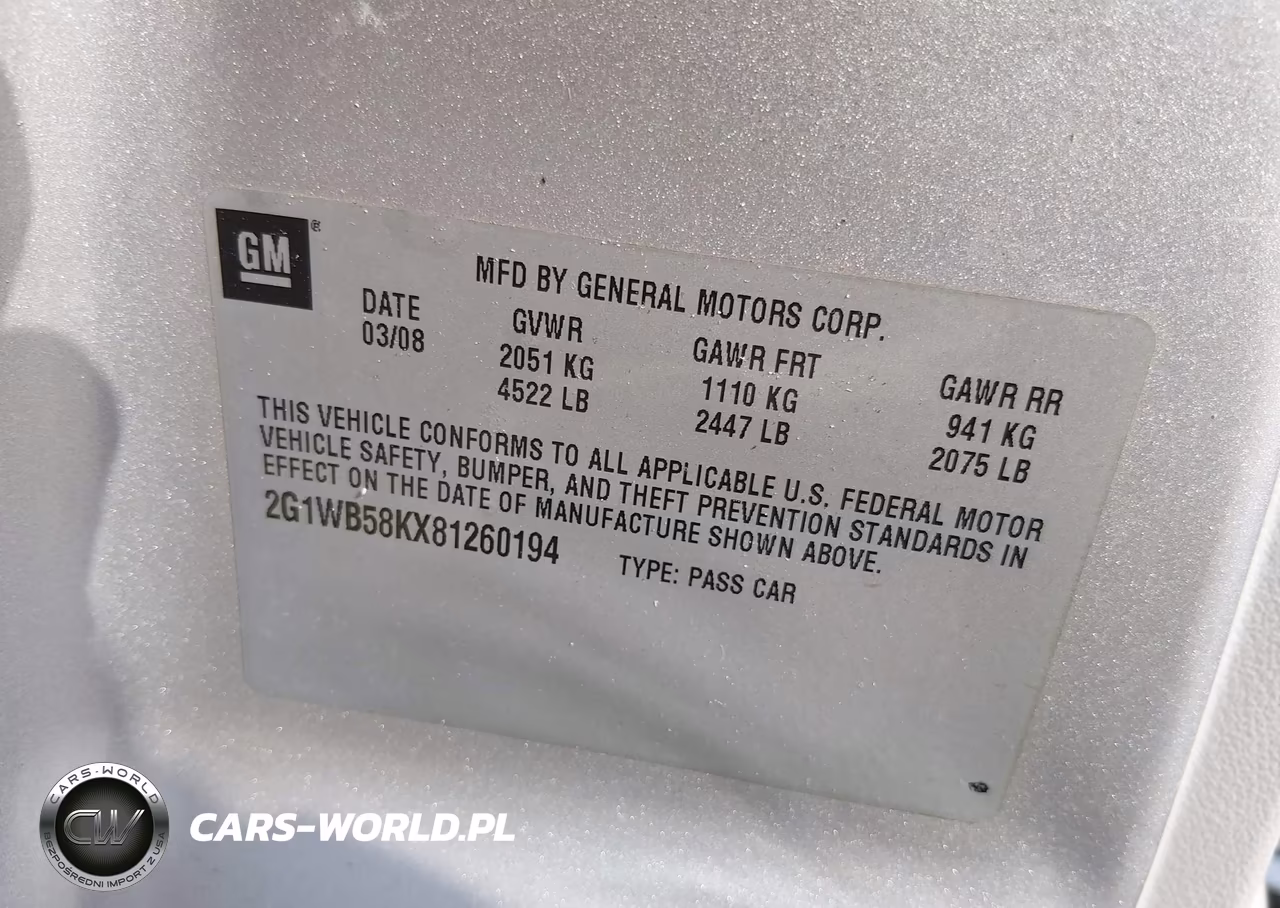 2008 Chevrolet Impala Ls VIN:2G1WB58KX81260194 - 9