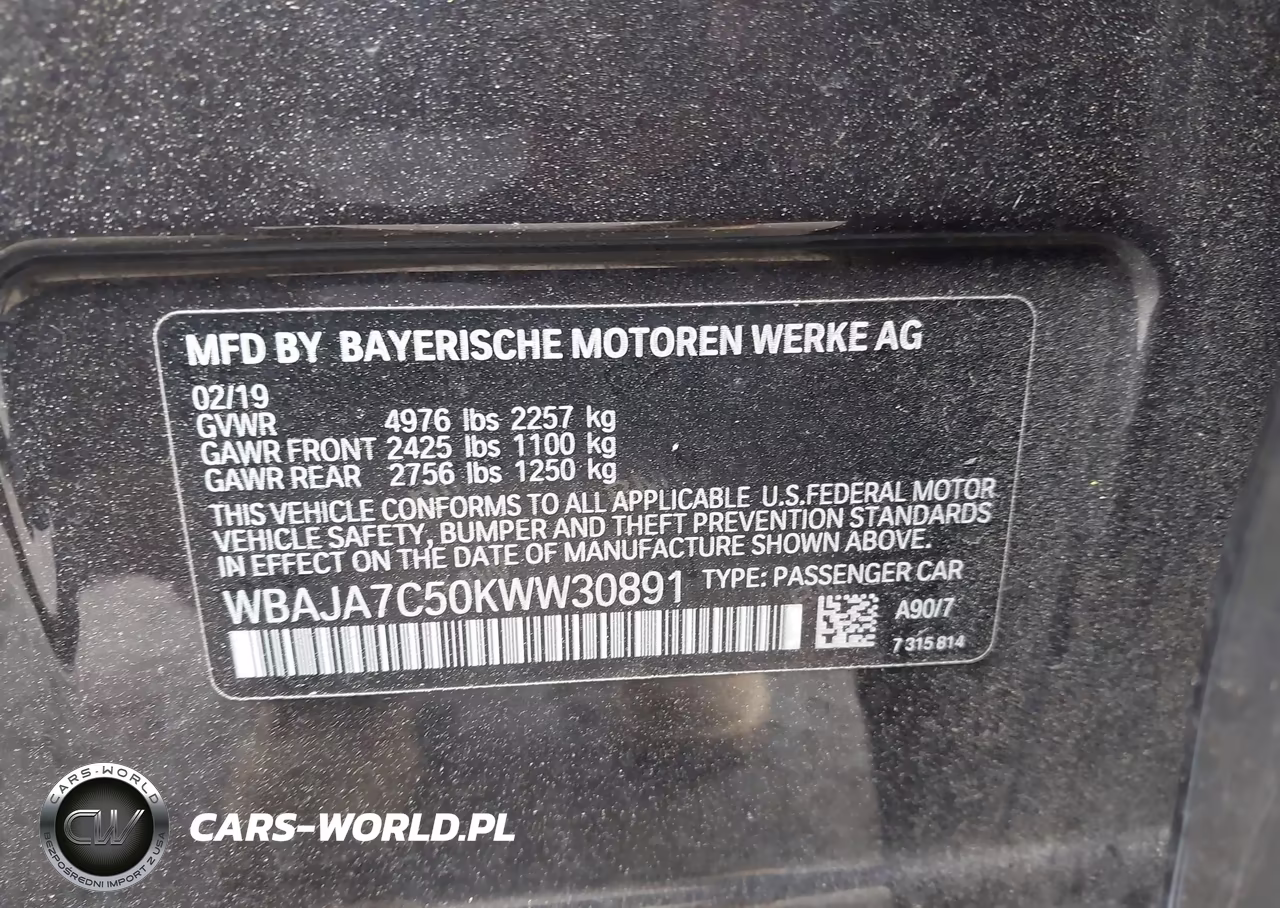 2019 BMW 530I xDrive VIN:WBAJA7C50KWW30891 - 9