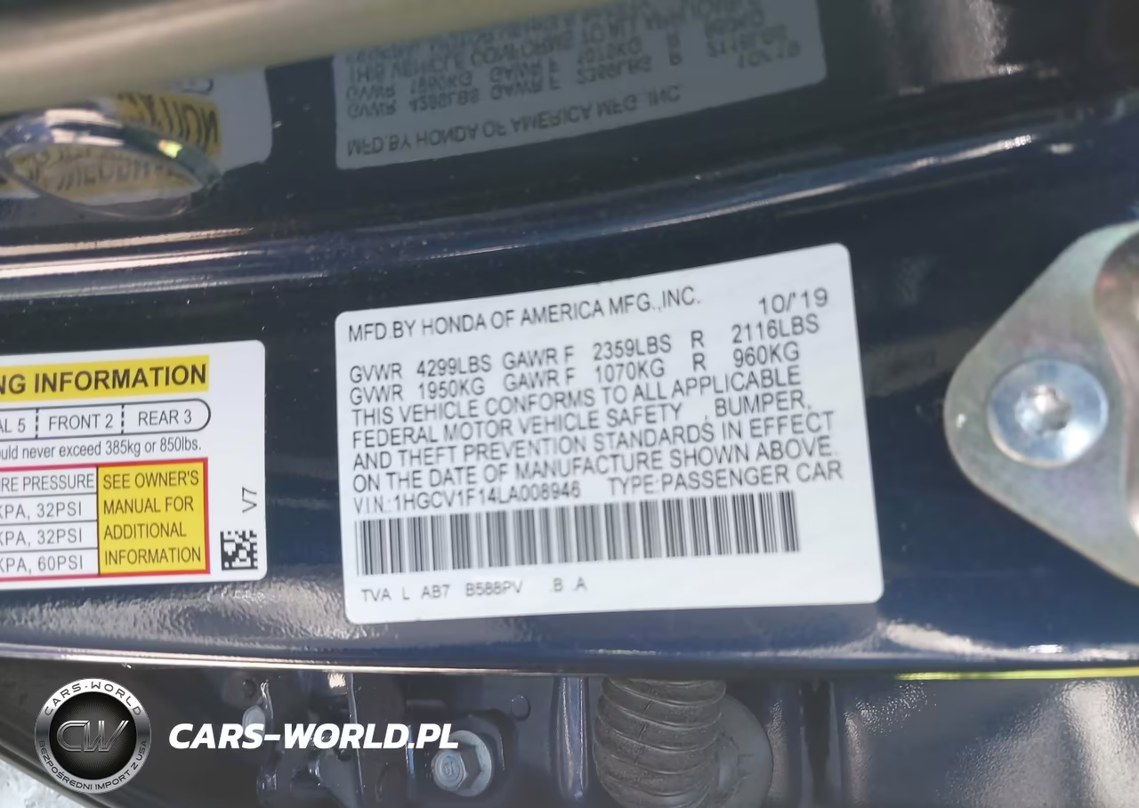 2020 Honda Accord Lx VIN:1HGCV1F14LA008946 - 9