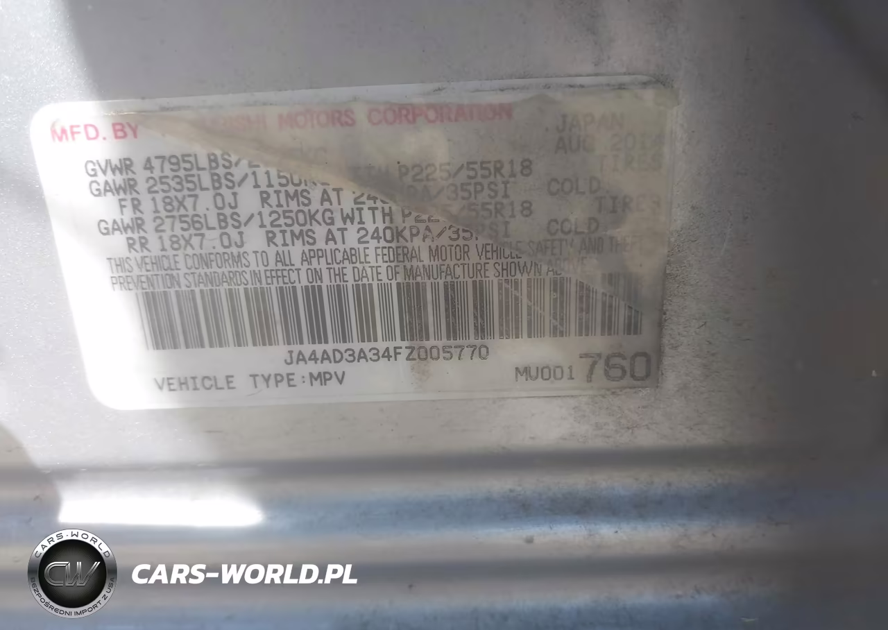 2015 Mitsubishi Outlander Se VIN:JA4AD3A34FZ005770 - 9