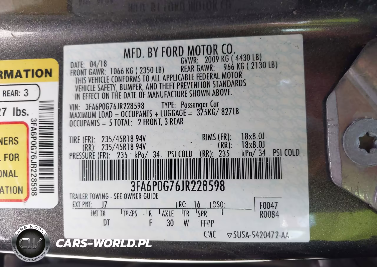 2018 Ford Fusion S VIN:3FA6P0G76JR228598 - 9