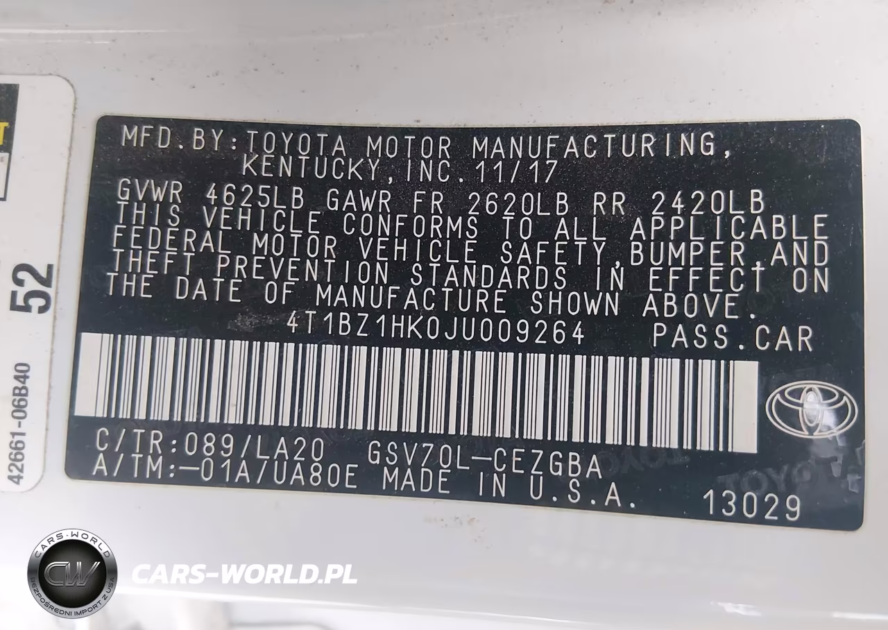 2018 Toyota Camry Xle V6 VIN:4T1BZ1HK0JU009264 - 9