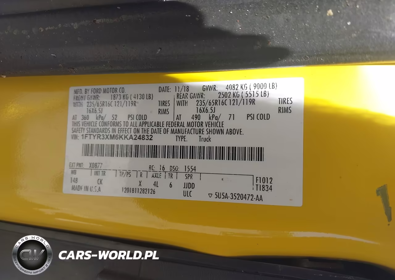 2019 Ford Transit-250 VIN:1FTYR3XM6KKA24832 - 9