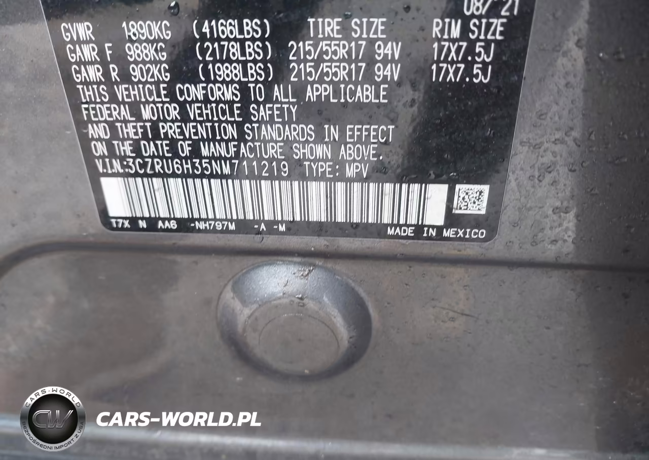 2022 Honda Hr-V Awd Lx VIN:3CZRU6H35NM711219 - 9