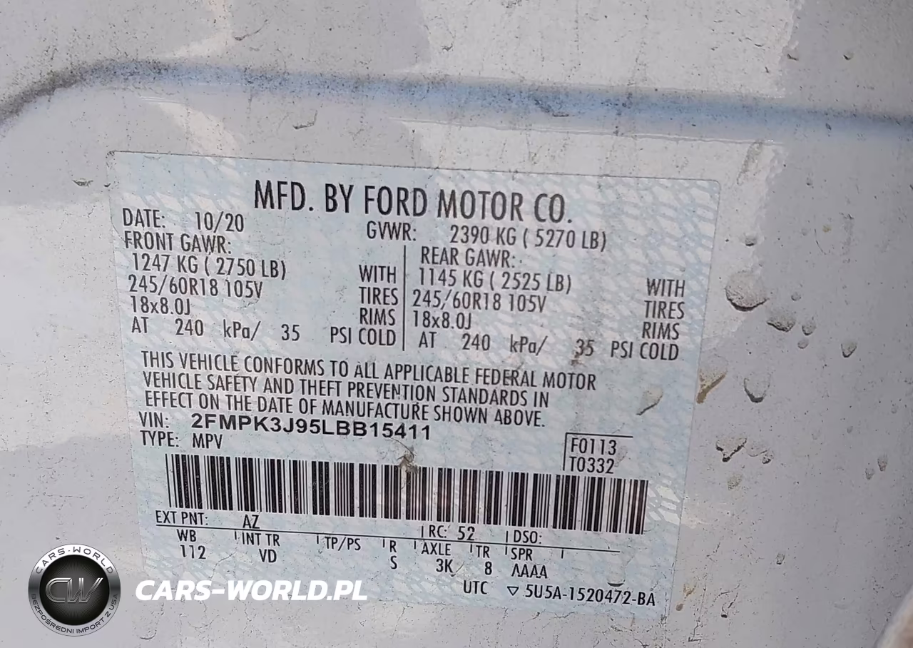 2020 Ford Edge Sel VIN:2FMPK3J95LBB15411 - 9