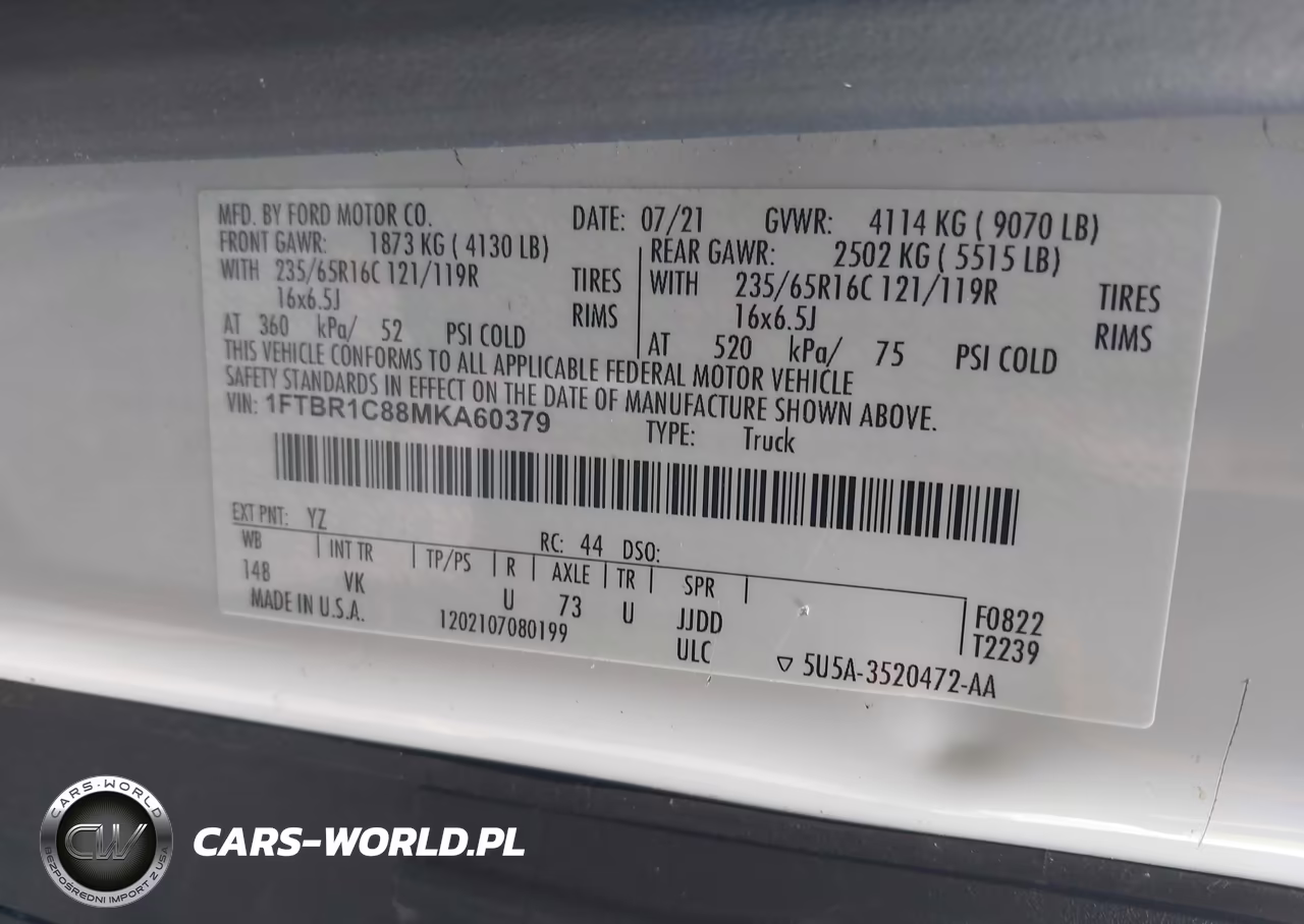2021 Ford Transit-250 VIN:1FTBR1C88MKA60379 - 9