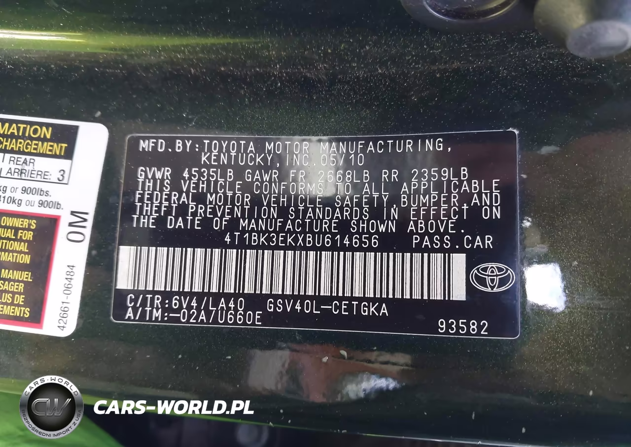 2011 Toyota Camry Xle V6 VIN:4T1BK3EKXBU614656 - 9