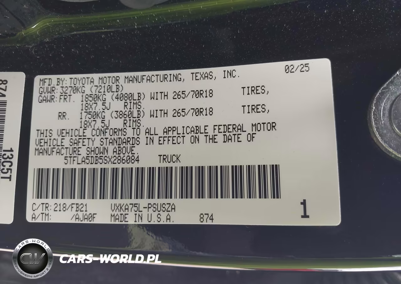 2025 Toyota Tundra Sr5 VIN:5TFLA5DB5SX286084 - 9