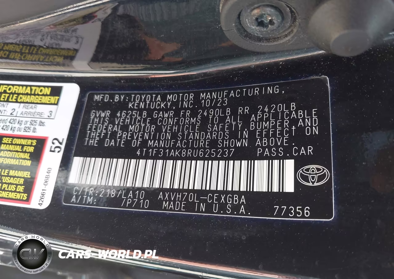 2024 Toyota Camry Xle VIN:4T1F31AK8RU625237 - 9