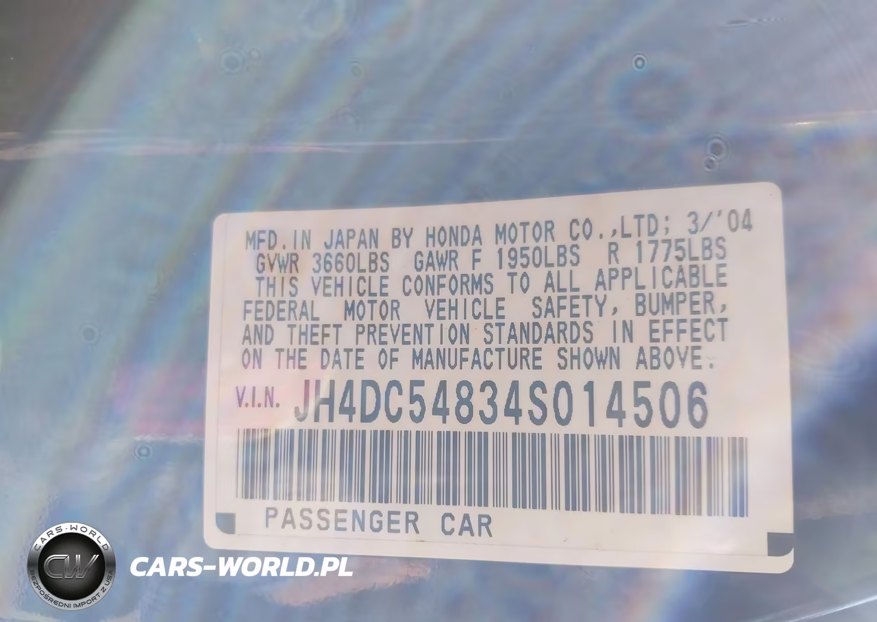 2004 Acura Rsx VIN:JH4DC54834S014506 - 9