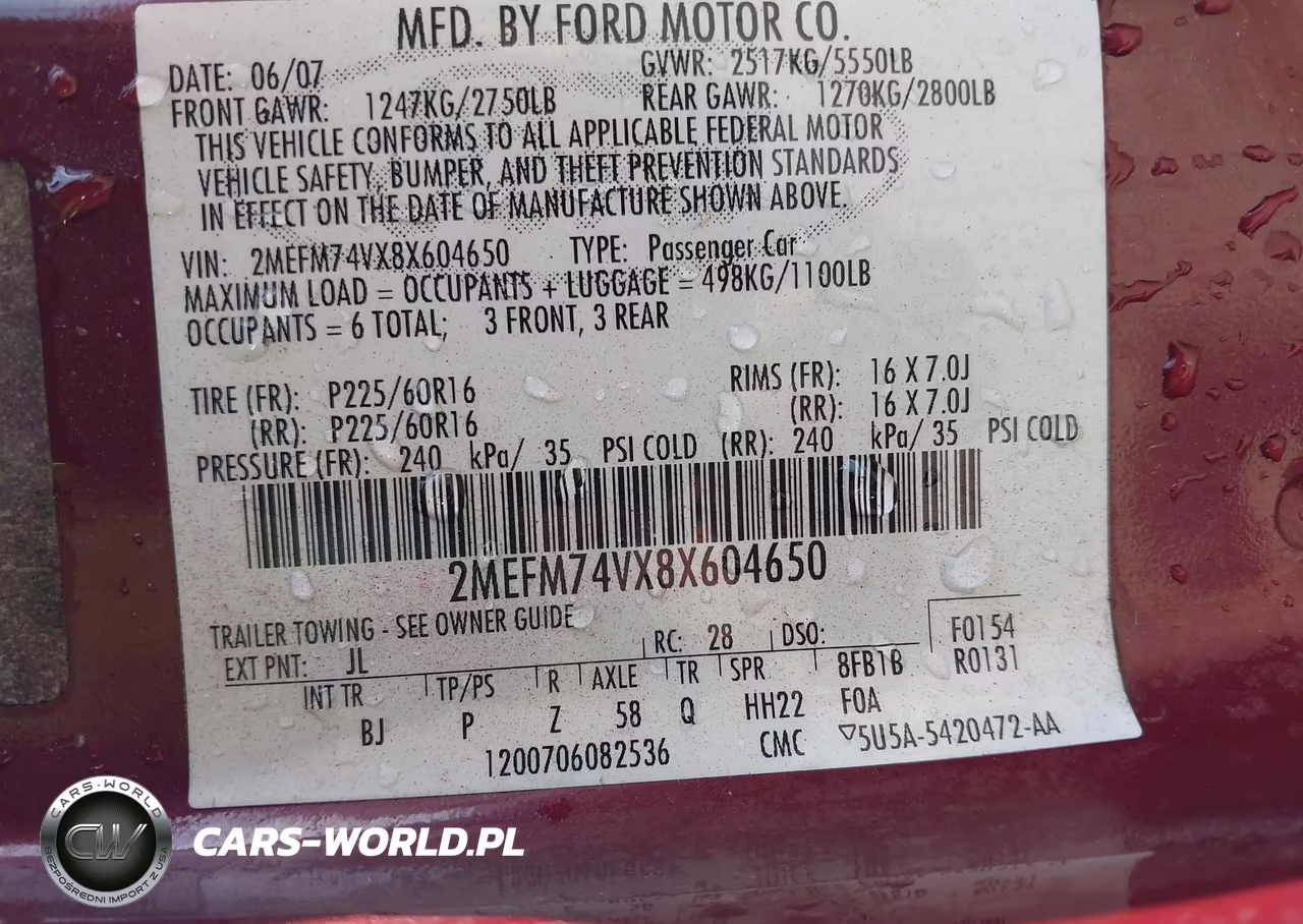 2008 Mercury Grand Marquis Gs VIN:2MEFM74V18X622261 - 9