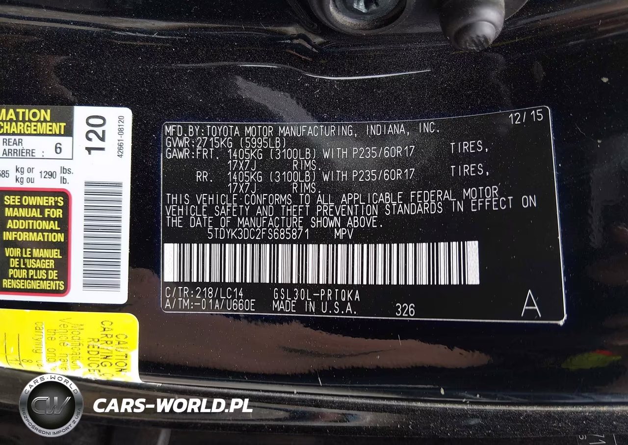 2015 Toyota Sienna Xle Premium 8 Passenger VIN:5TDYK3DC2FS685871 - 9