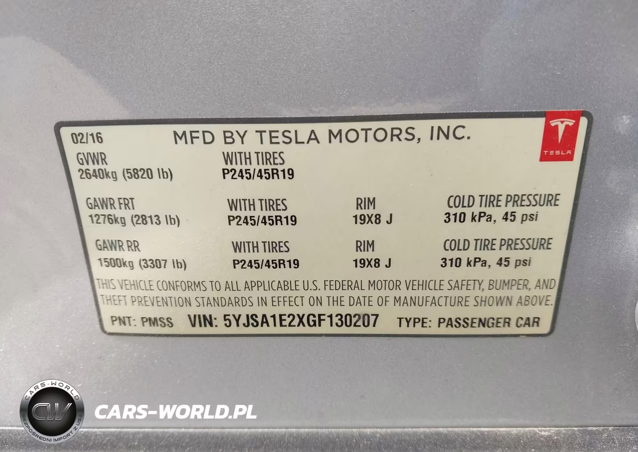 2016 Tesla Model S 60D-70D-75D-85D-90D VIN:5YJSA1E2XGF130207 - 9