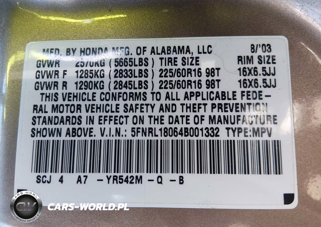 2004 Honda Odyssey Ex-L VIN:5FNRL18064B001332 - 9