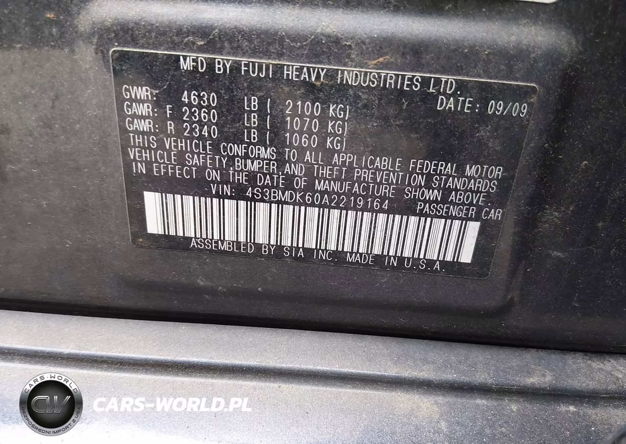 2010 Subaru Legacy 3.6R Limited VIN:4S3BMDK60A2219164 - 9