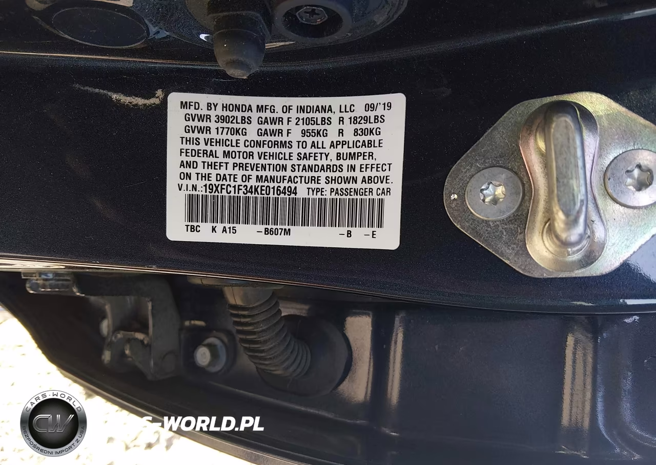 2019 Honda Civic Ex VIN:19XFC1F34KE016494 - 9
