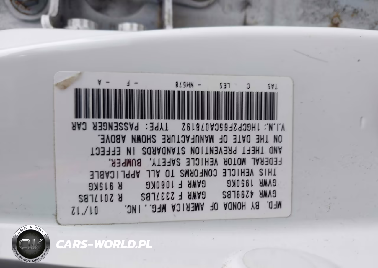 2012 Honda Accord 2.4 Se VIN:1HGCP2F65CA078192 - 9
