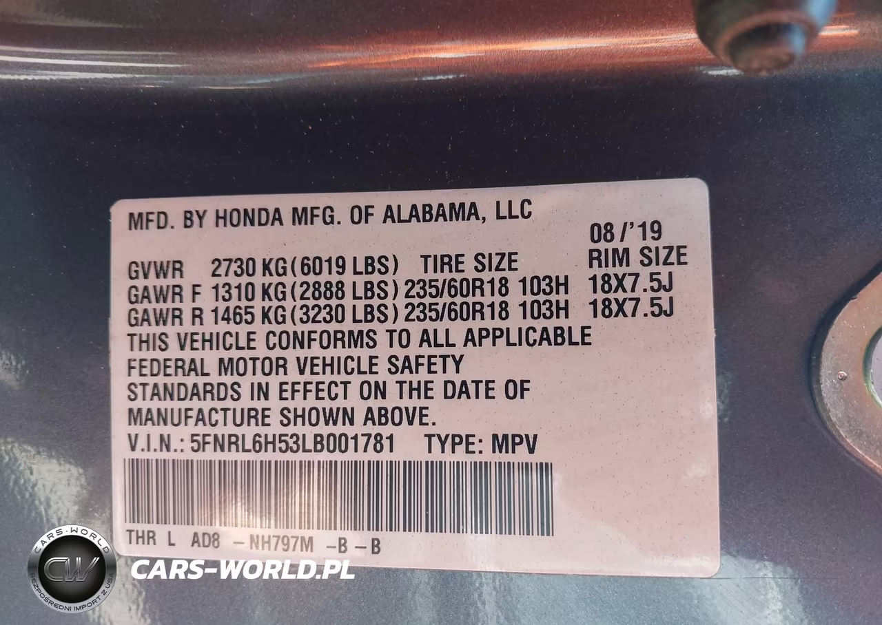 2020 Honda Odyssey Ex VIN:5FNRL6H53LB001781 - 9