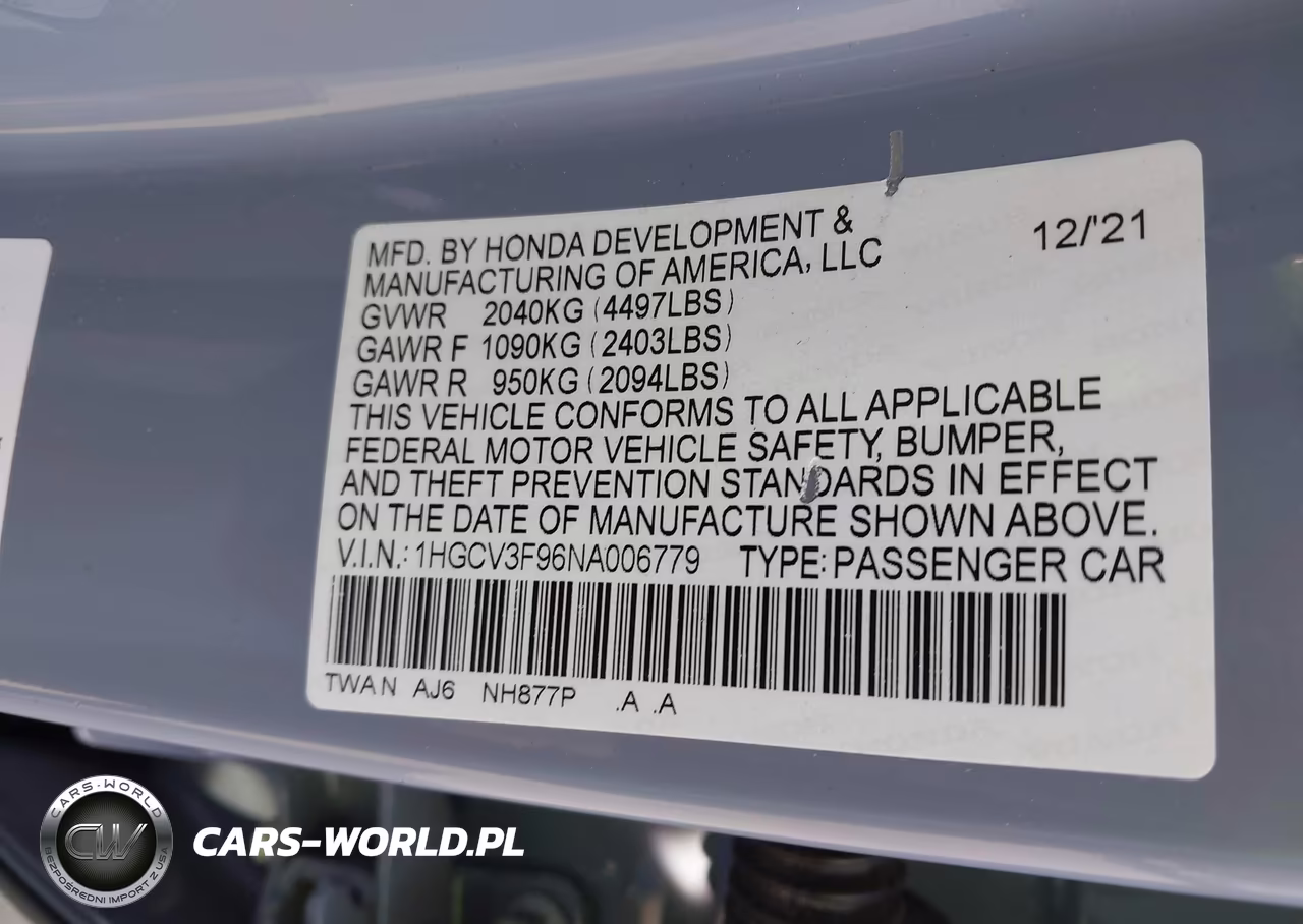 2022 Honda Accord Hybrid Touring VIN:1HGCV3F96NA006779 - 9