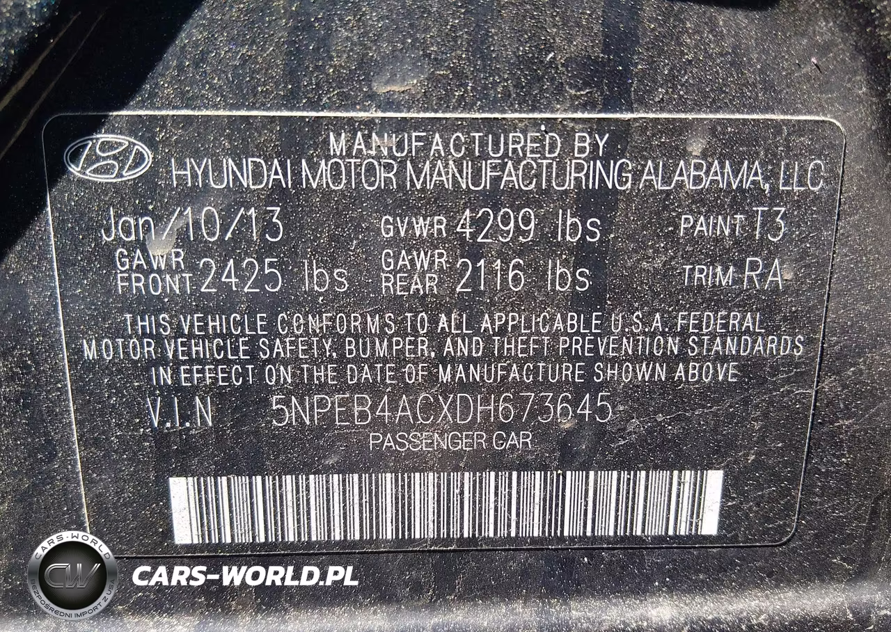 2013 Hyundai Sonata Gls VIN:5NPEB4ACXDH673645 - 9