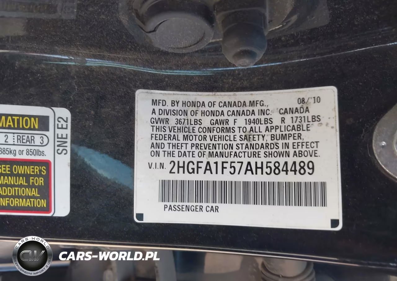 2010 Honda Civic Lx VIN:2HGFA1F57AH584489 - 9