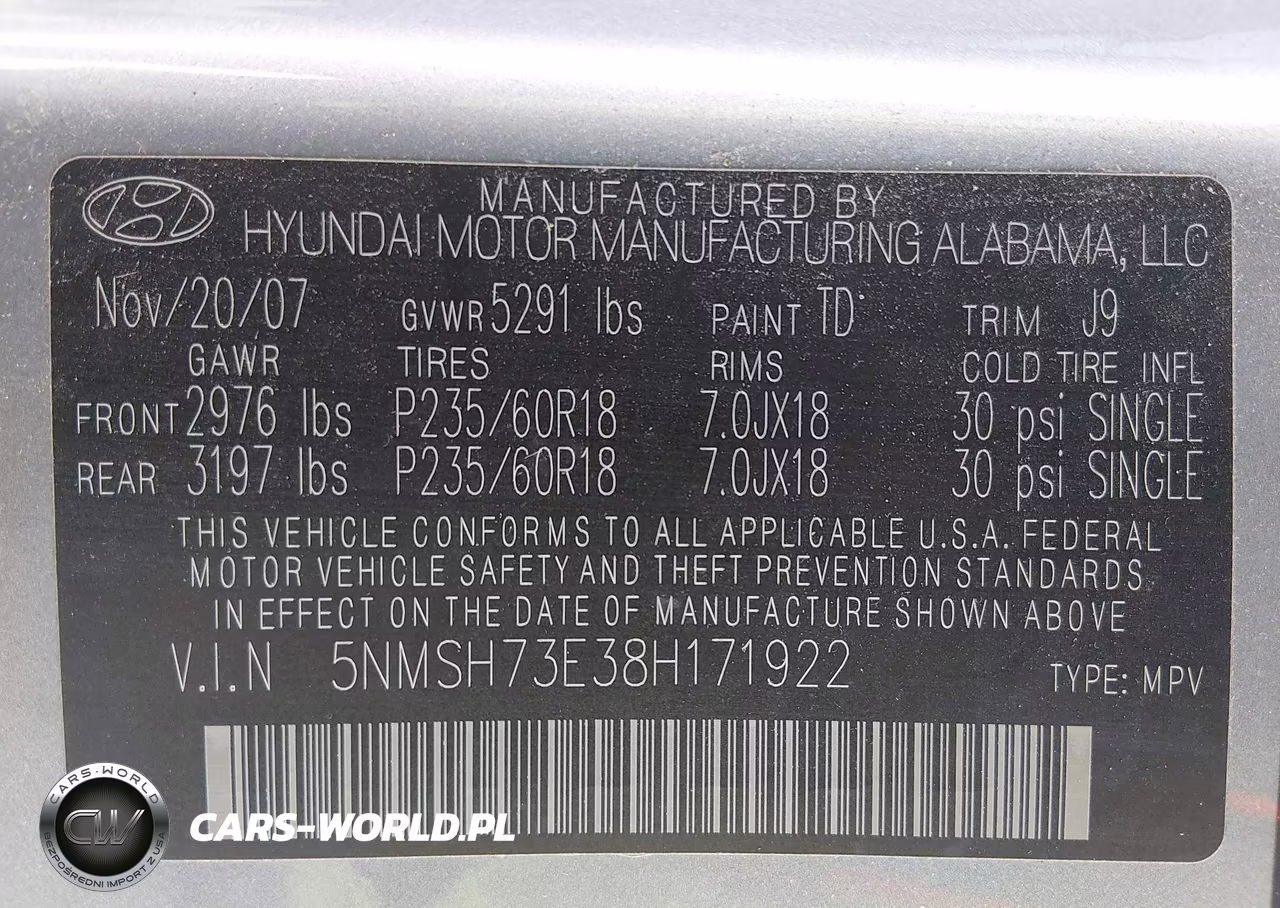 2008 Hyundai Santa Fe Limited-Se VIN:5NMSH73E38H171922 - 9