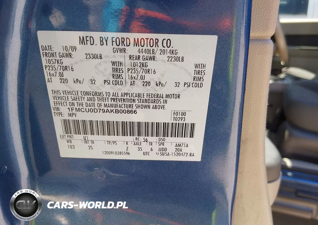 2010 Ford Escape Xlt VIN:1FMCU0D79AKB00866 - 9