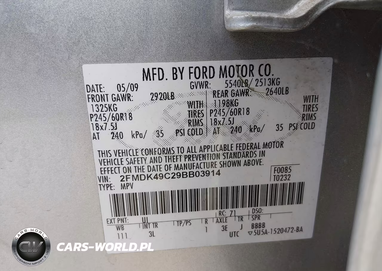 2009 Ford Edge Limited VIN:2FMDK49C29BB03914 - 9