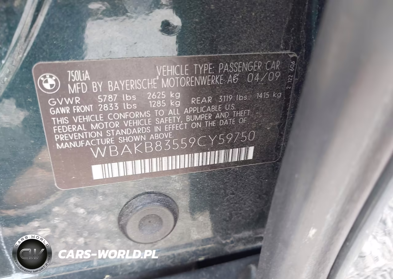 2009 BMW 750Li VIN:WBAKB83559CY59750 - 9