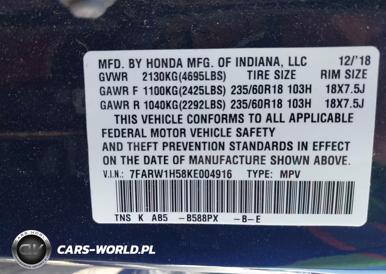 2019 Honda Cr-V Ex VIN:7FARW1H58KE004916 - 9