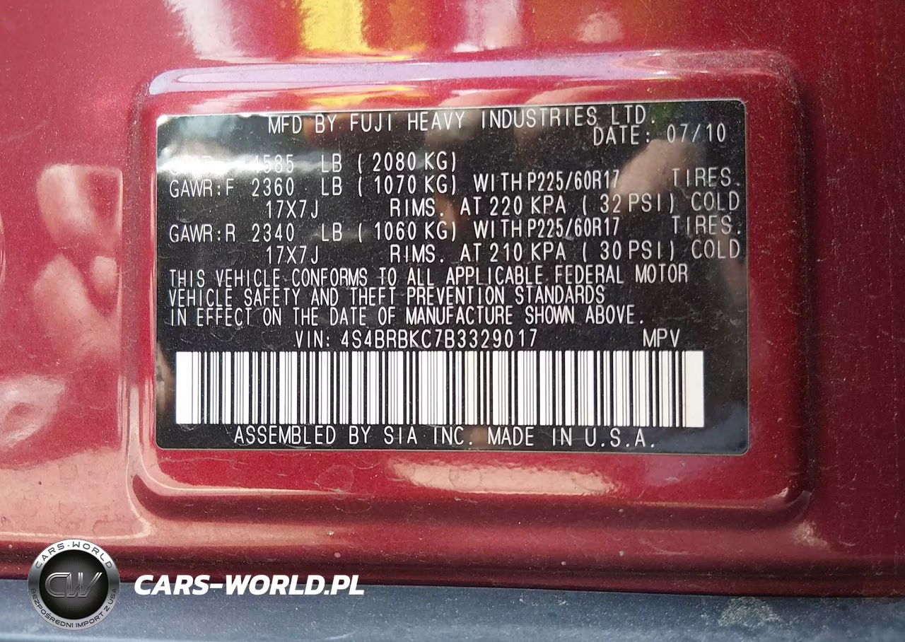 2011 Subaru Outback 2.5I Limited VIN:4S4BRBKC7B3329017 - 9