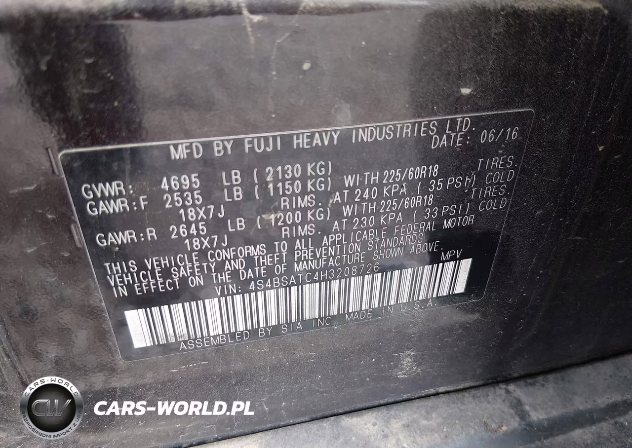 2017 Subaru Outback 2.5I Touring VIN:4S4BSATC4H3208726 - 9