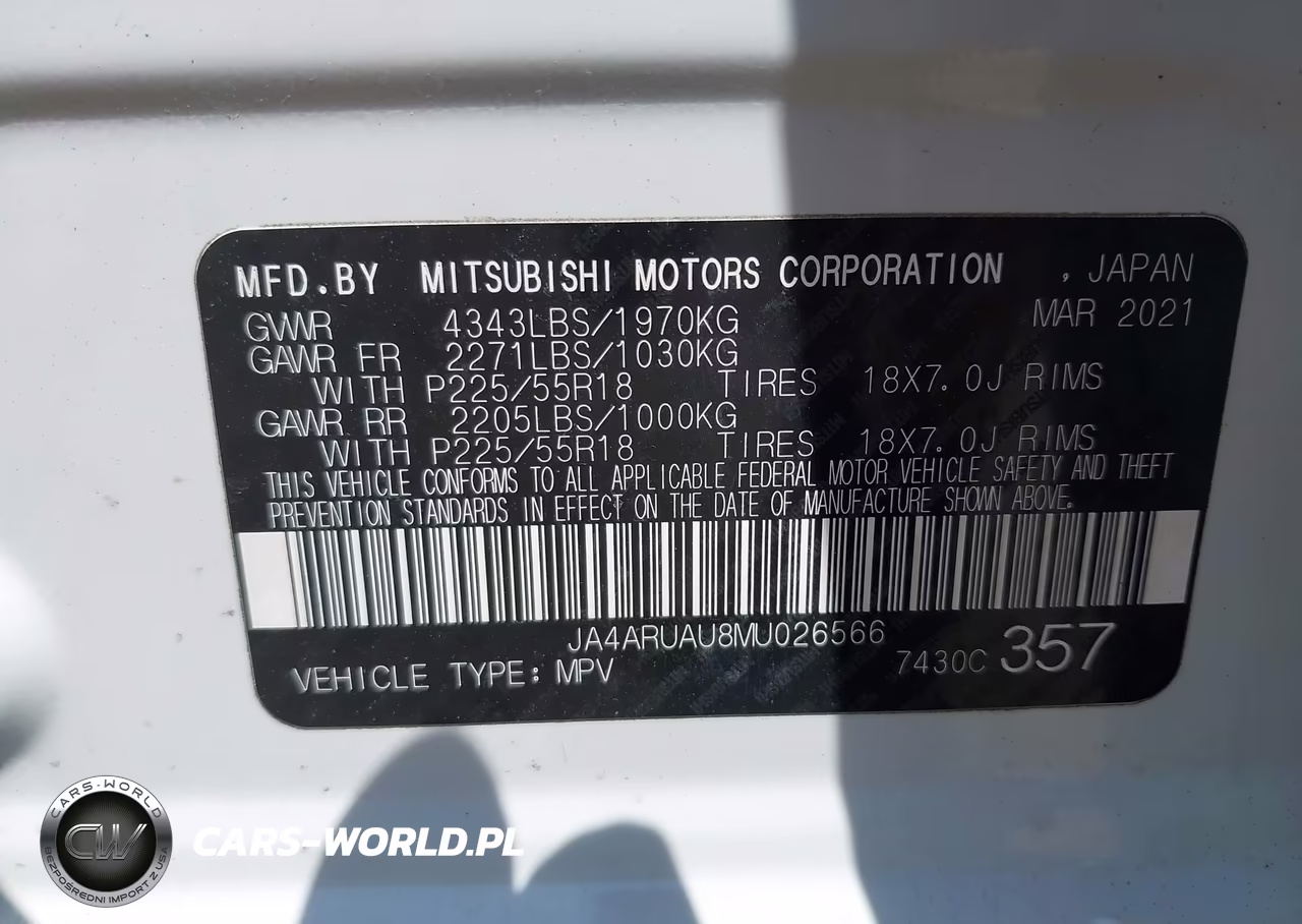 2021 Mitsubishi Outlander Sport 2.0 Be Awc-2.0 Es Awc-2.0 Le Awc-2.0 Se Awc VIN:JA4ARUAU8MU026566 - 9