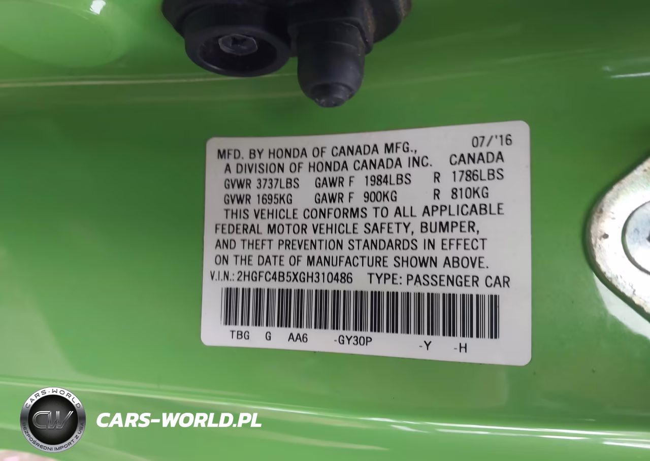 2016 Honda Civic Lx VIN:2HGFC4B5XGH310486 - 9
