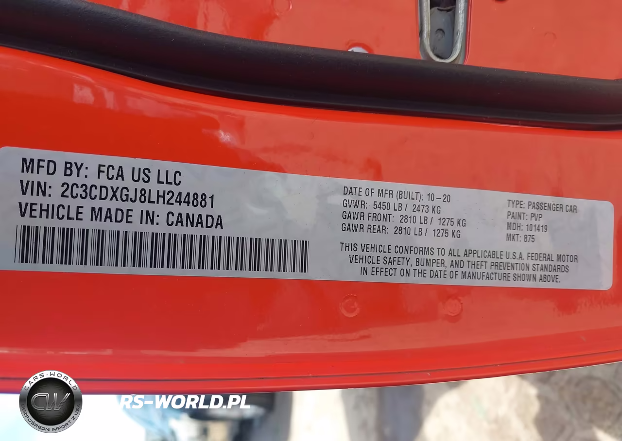 2020 Dodge Charger Scat Pack Rwd VIN:2C3CDXGJ8LH244881 - 9