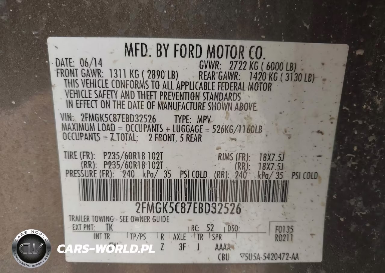 2014 Ford Flex Sel VIN:2FMGK5C87EBD32526 - 9