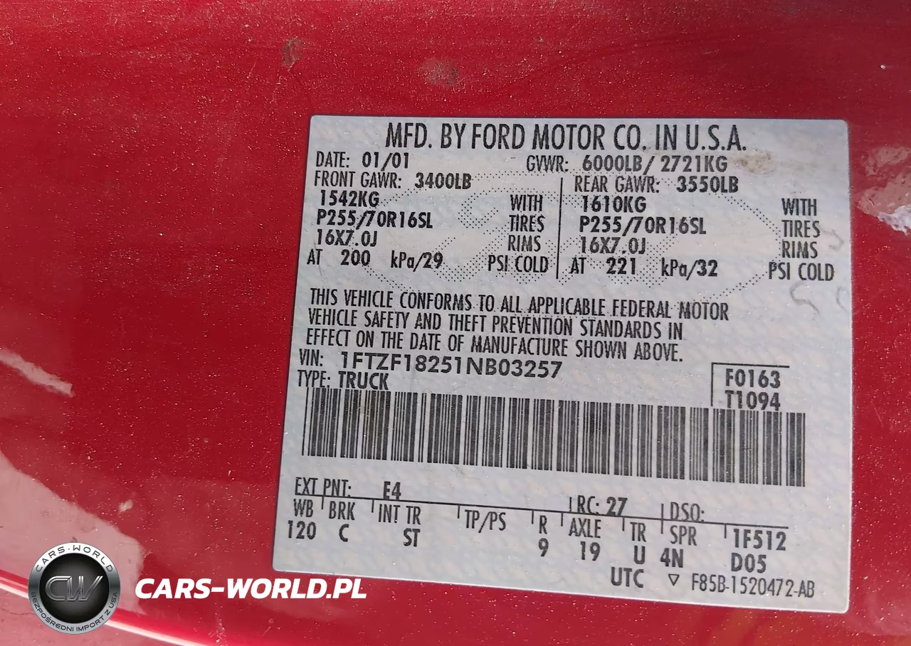 2001 Ford F-150 Xl-Xlt VIN:1FTZF18251NB03257 - 9