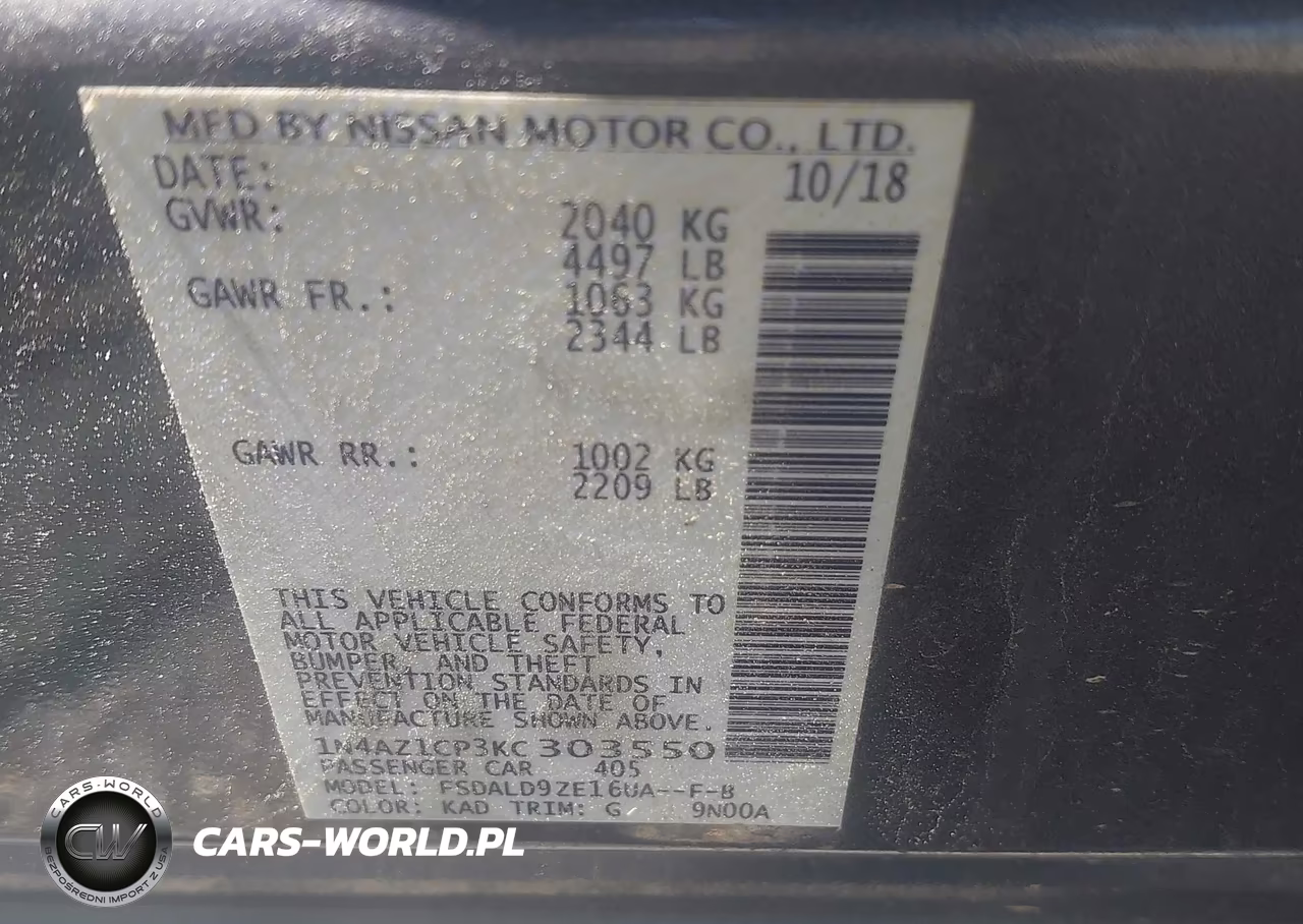 2019 Nissan Leaf Sv VIN:1N4AZ1CP3KC303550 - 9