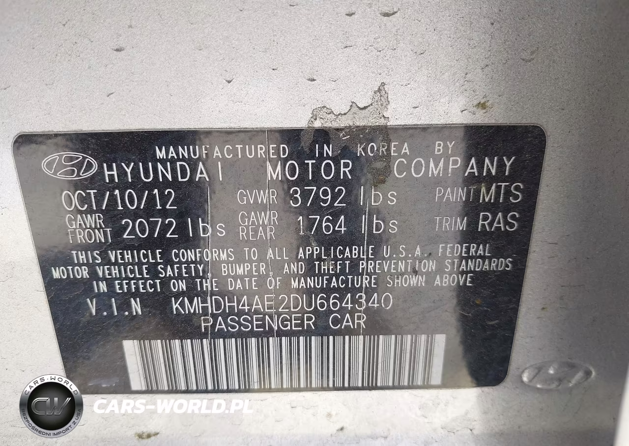 2013 Hyundai Elantra Gls VIN:KMHDH4AE2DU664340 - 9