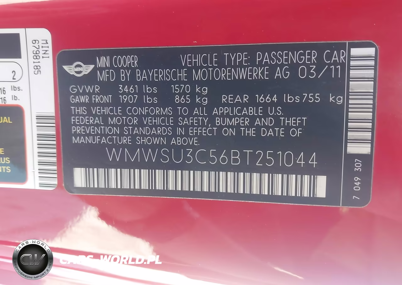 2011 Mini Cooper VIN:WMWSU3C56BT251044 - 9