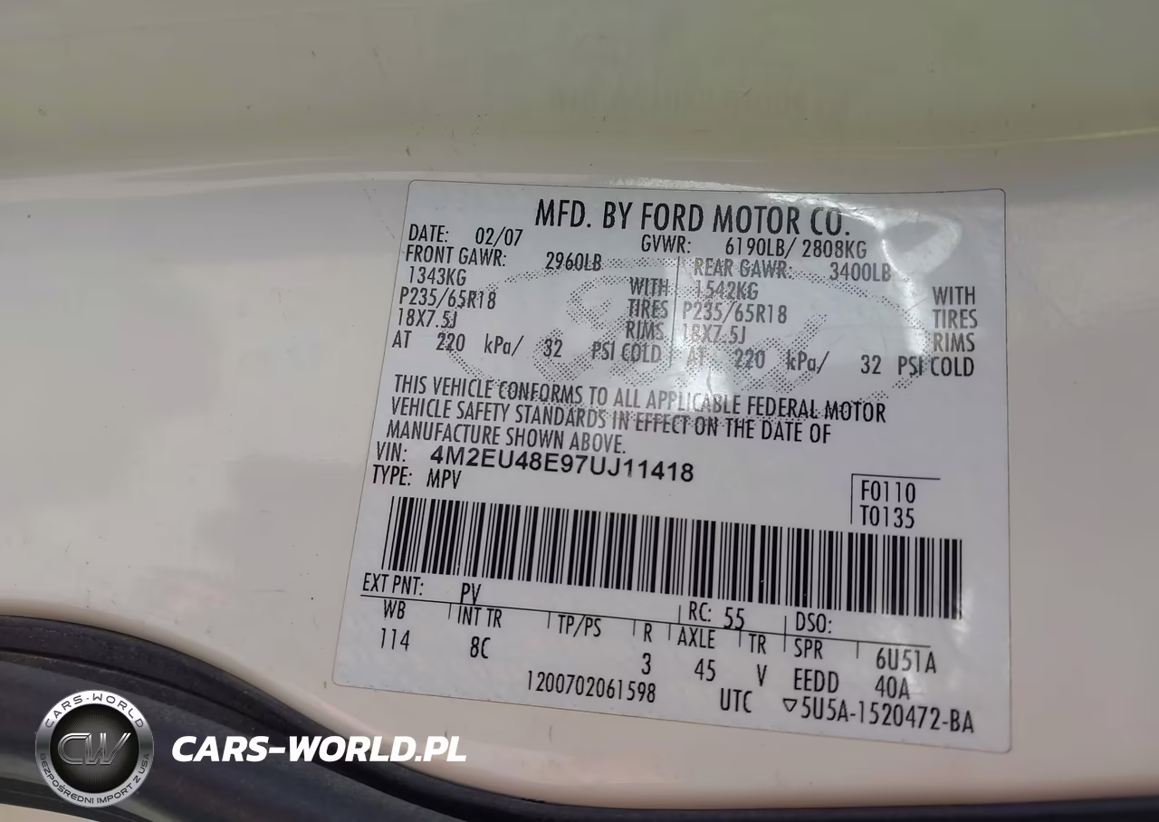2007 Mercury Mountaineer Premier VIN:4M2EU48E97UJ11418 - 9