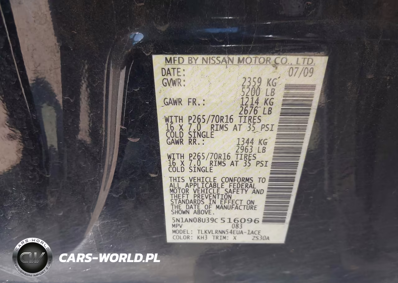 2009 Nissan Xterra S VIN:5N1AN08U39C516096 - 9