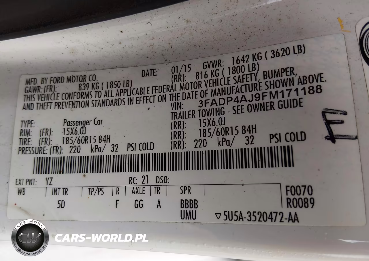 2015 Ford Fiesta S VIN:3FADP4AJ9FM171188 - 9
