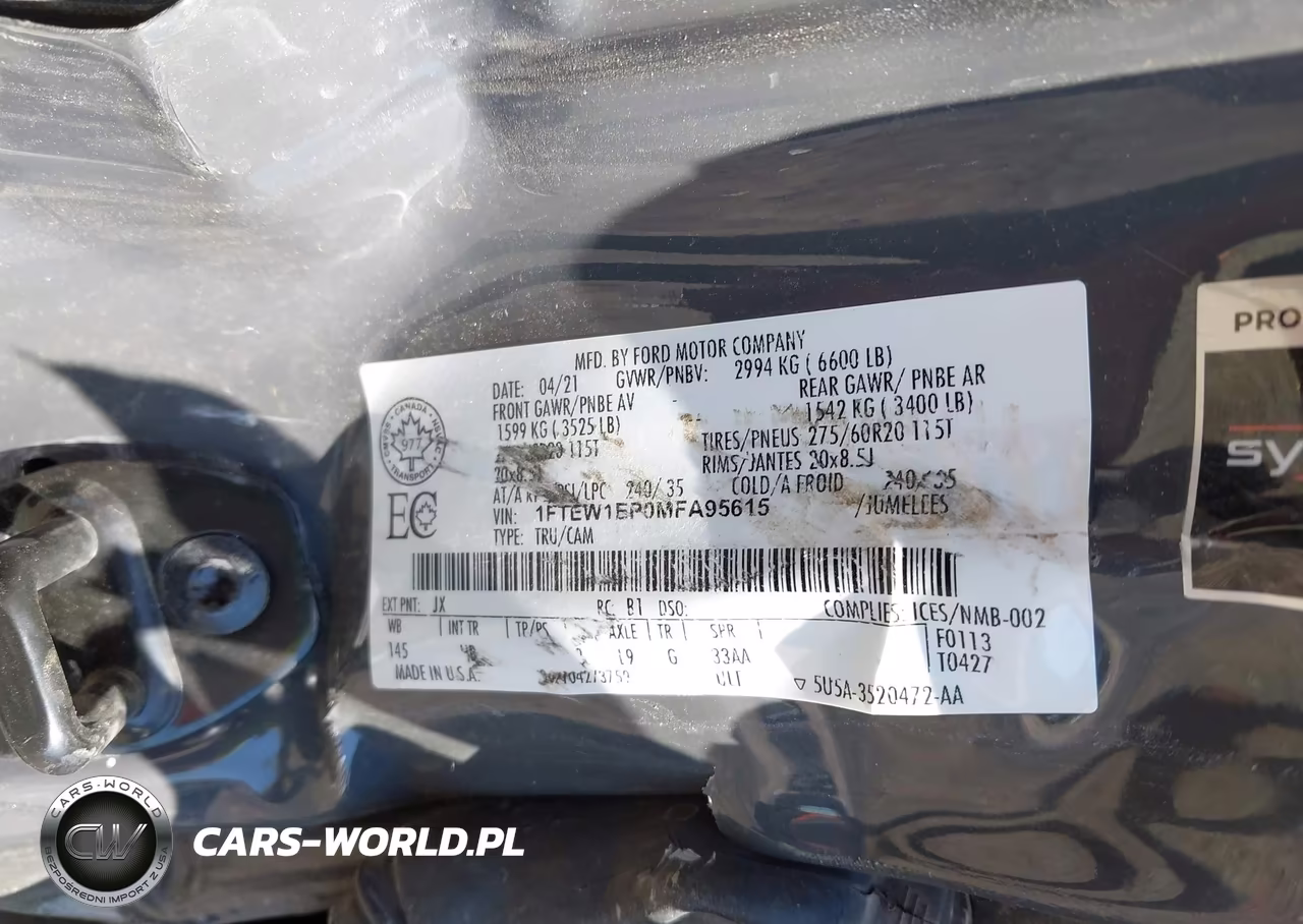2021 Ford F-150 Lariat VIN:1FTEW1EP0MFA95615 - 9