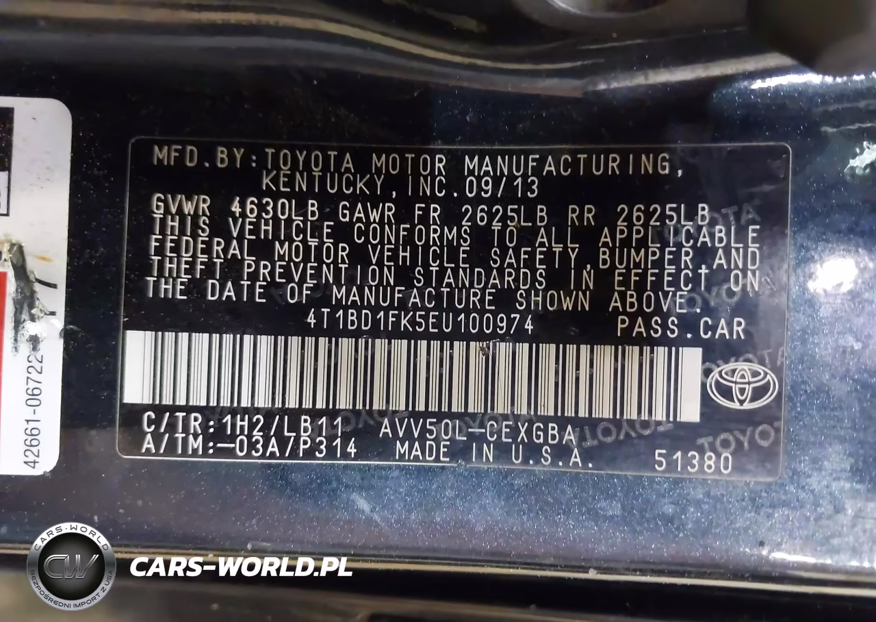 2014 Toyota Camry Hybrid Xle VIN:4T1BD1FK5EU100974 - 9