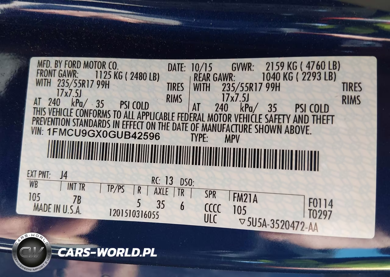 2016 Ford Escape Se VIN:1FMCU9GX0GUB42596 - 9