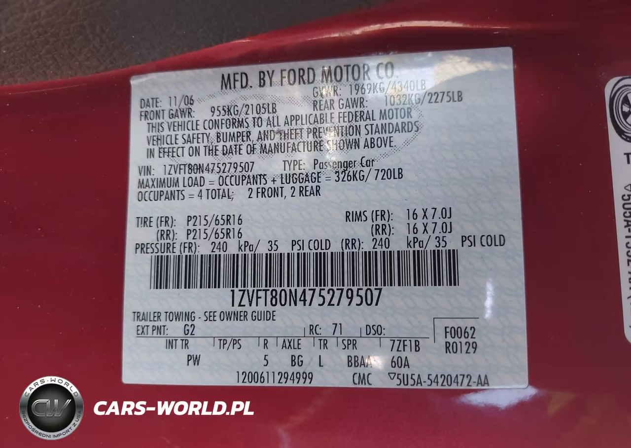 2007 Ford Mustang V6 Deluxe-V6 Premium VIN:1ZVFT80N475279507 - 9