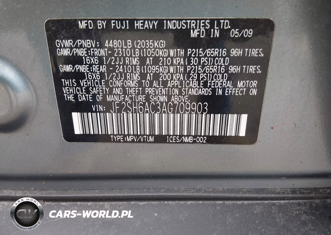 2010 Subaru Forester 2.5X VIN:JF2SH6AC3AG709903 - 9